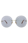 Chloé Novelty 63mm Oversize Round Sunglasses In Gold Light Blue