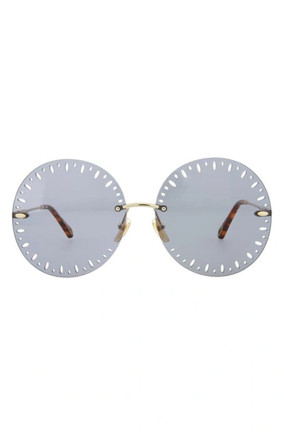 Chloé Novelty 63mm Oversize Round Sunglasses In Gold Light Blue