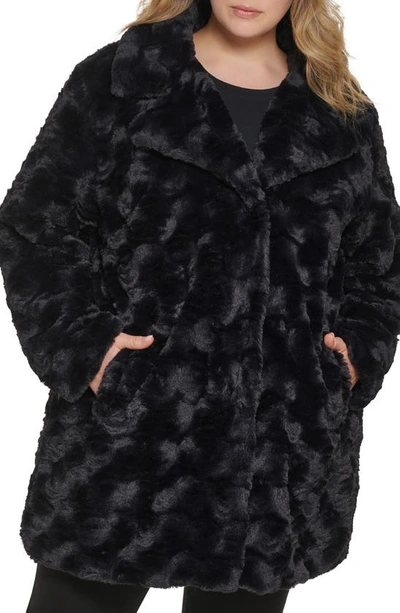 Kenneth Cole New York Faux Fur Coat In Black