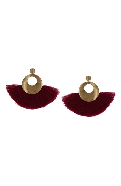 Olivia Welles Alba Tassel Drop Earrings In Gold/ Fuchsia