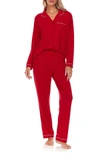 Flora Nikrooz Flora By  Alice Long Sleeve Top & Pants Pajamas In Red