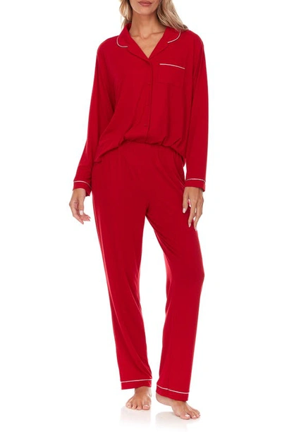Flora Nikrooz Flora By  Alice Long Sleeve Top & Pants Pajamas In Red