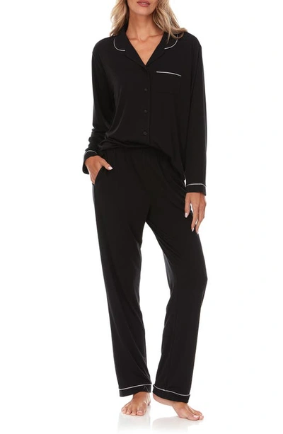 Flora Nikrooz Flora By  Alice Long Sleeve Top & Pants Pajamas In Black