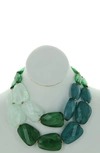 Olivia Welles Riva Statement Earrings & Bib Necklace Set In Green