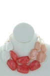 Olivia Welles Riva Statement Earrings & Bib Necklace Set In Coral