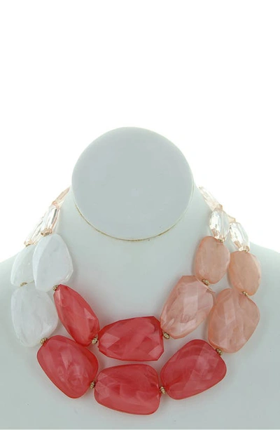 Olivia Welles Riva Statement Earrings & Bib Necklace Set In Coral