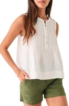 Faherty Isha Pintuck Pleat Linen Tank In White