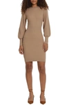 Donna Morgan Cable Knit Sweater Dress In Dark Camel