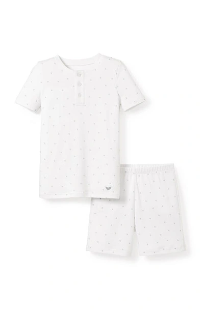 Petite Plume Kids' Star Print Fitted Two-piece Pima Cotton Short Pajamas In White