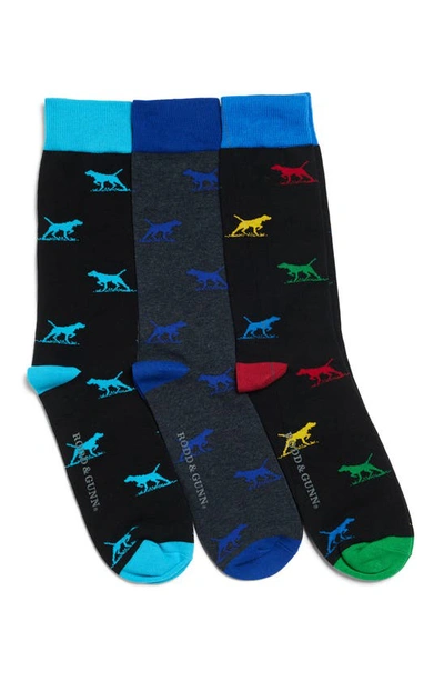 Rodd & Gunn Dogs-a-plenty Assorted 3-pack Cotton Blend Crew Socks In Bright Multi