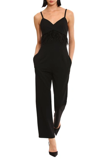 Donna Morgan For Maggy Feather Waist Jumpsuit In Black