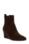 Anne Klein Viki Wedge Bootie In Dk Brown Microsuede