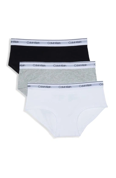 Calvin Klein Kids' 3-pack Hipster Briefs In Heather Grey/ Black/ White