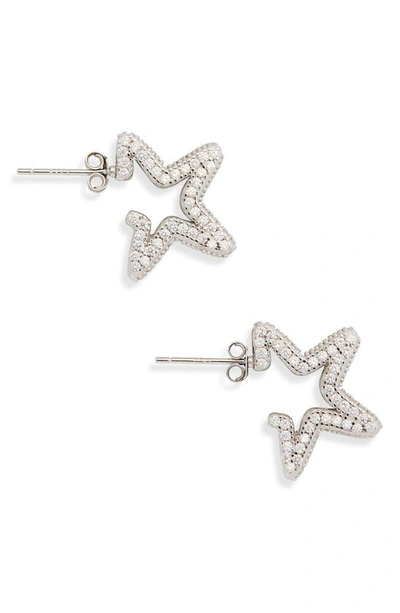 Collina Strada Rhinestone Star Hoop Earrings In Crystal Clear