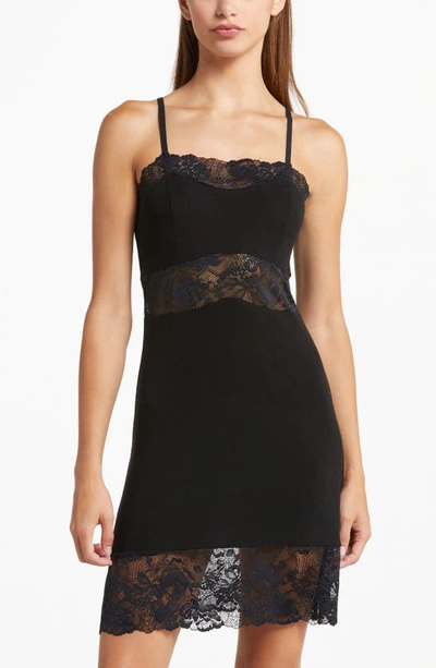 Honeydew Intimates Moonchild Lace Inset Chemise In Black