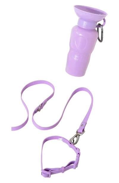 Springer Dog Leash & 22 Oz. Water Bottle Set In Lilac