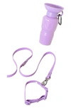 Springer Dog Leash & 15 Oz. Water Bottle Set In Lilac