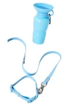 Springer Dog Leash & 15 Oz. Water Bottle Set In Sky Blue