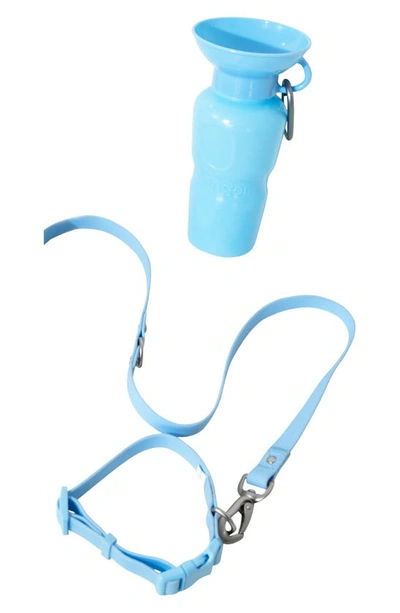Springer Dog Leash & 15 Oz. Water Bottle Set In Sky Blue