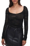 Good American Mesh Ruched Top In Black001