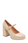 Lisa Vicky Bobble Platform Pump In Beige Patent