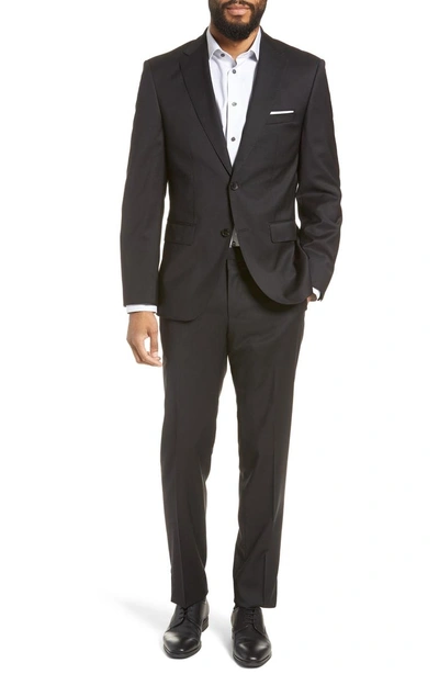 Hugo Boss Johnstons/lenon Regular Fit Solid Wool Suit In Black