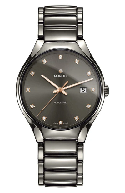 Rado True Automatic Diamond Ceramic Watch, 40mm In Grey