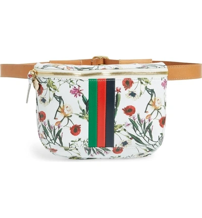 Clare V Floral Leather Supreme Fanny Pack - White In White Desert Floral