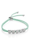 Monica Vinader Engravable Beaded Friendship Bracelet In Mint/ Silver