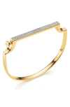 Monica Vinader Engravable Signature Thin Diamond Bangle In Yellow Gold/ Diamond