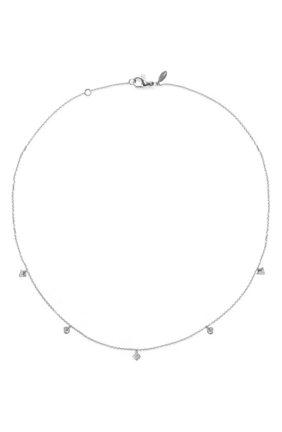 Anzie Cleo Floating Geometric Crew Necklace In Silver/clear