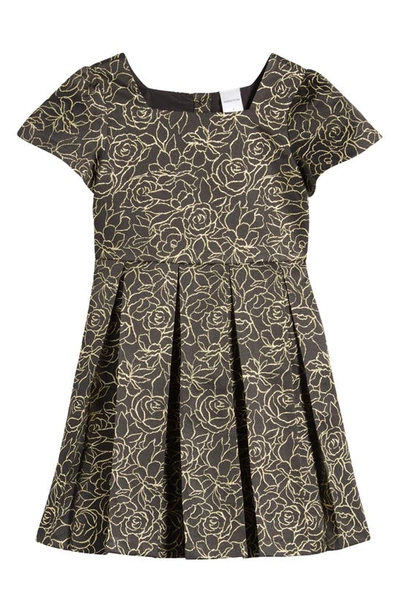 Nordstrom Kids' Matching Family Moments Metallic Jacquard Party Dress In Black And Gold Floral