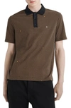 Rag & Bone Geometric Print Polo In Tan Multi