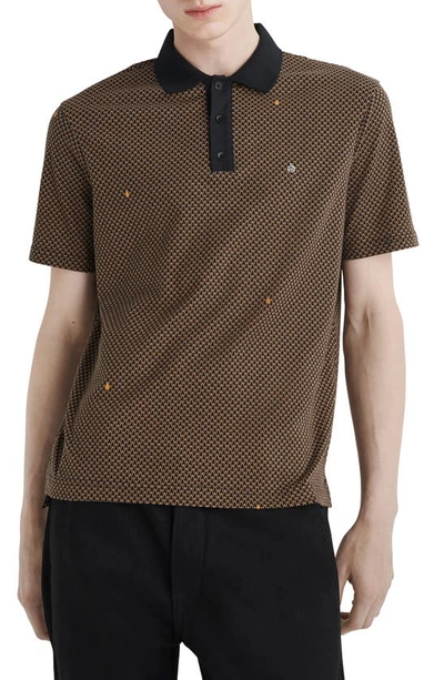 Rag & Bone Geometric Print Polo In Tan Multi