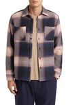 Wax London Whiting Marine Beatnik Button-up Overshirt In Navy/ Pink