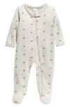 Nordstrom Babies' Print Zip Cotton Footie In Grey Heather Bears