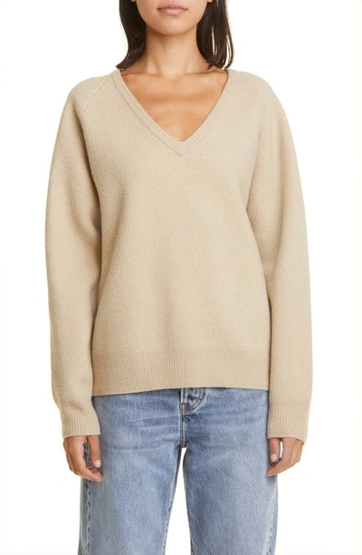 Totême Felted Stretch Merino Wool Sweater In Beige