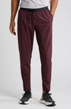 Zella Torrey Zip Hem Running Pants In Burgundy Stem