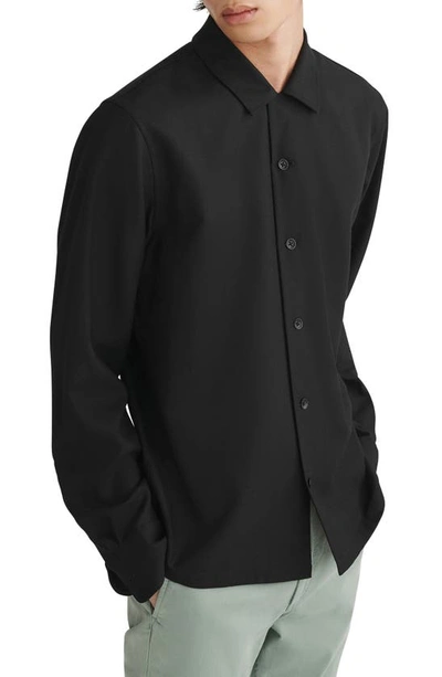 Rag & Bone Avery Wool Blend Crepe Button-up Shirt In Blk
