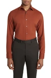 Jack Victor Aurelio Cotton & Silk Blend Dress Shirt In Terracotta