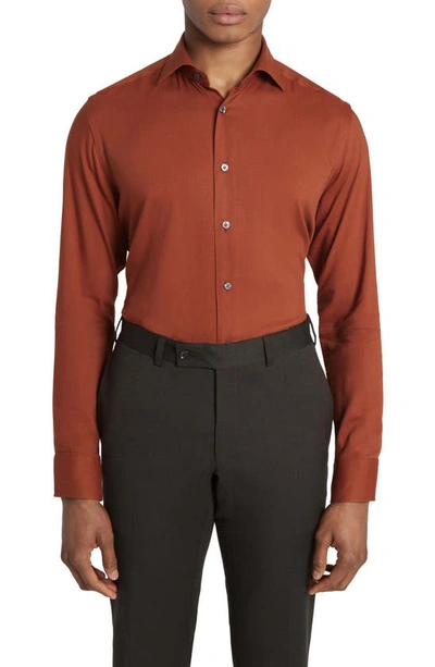 Jack Victor Aurelio Cotton & Silk Blend Dress Shirt In Terracotta