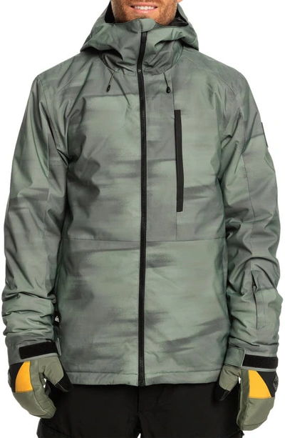 Quiksilver Mission Print Waterproof Jacket In Break Off Laurel Wreath