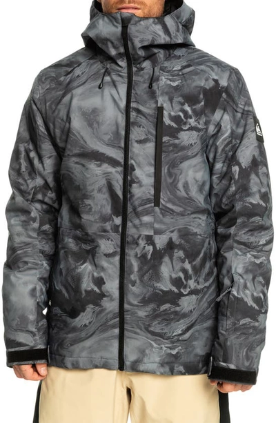Quiksilver Mission Print Waterproof Jacket In Resin Tint True Black