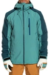 Quiksilver Mission Colorblock Waterproof Jacket In Brittany Blue