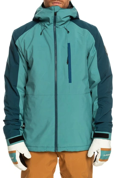 Quiksilver Mission Colorblock Waterproof Jacket In Brittany Blue