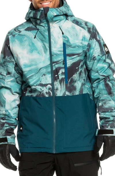 Quiksilver Mission Print Waterproof Jacket In Resin Tint Majolica Blue