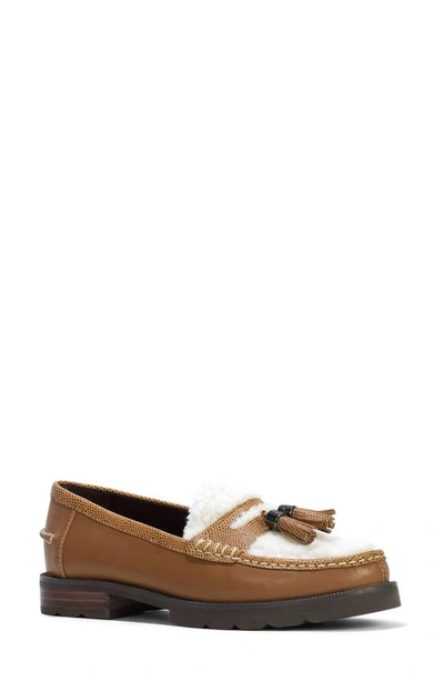 Donald Pliner Genuine Shearling Tassel Loafer In Saddle Shearling