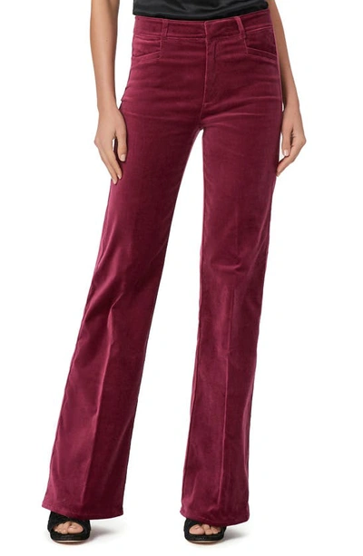 Paige Leenah Wide Leg Stretch Velvet Trousers In Berry Jam