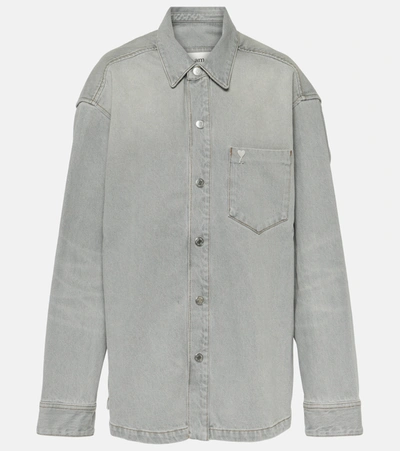 Ami Alexandre Mattiussi Ami De Caur Denim Cotton Shirt In Grey