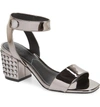 Kendall + Kylie Kendall And Kylie Women's Sophie2 Studded Patent Leather Block Heel Sandals In Pewter